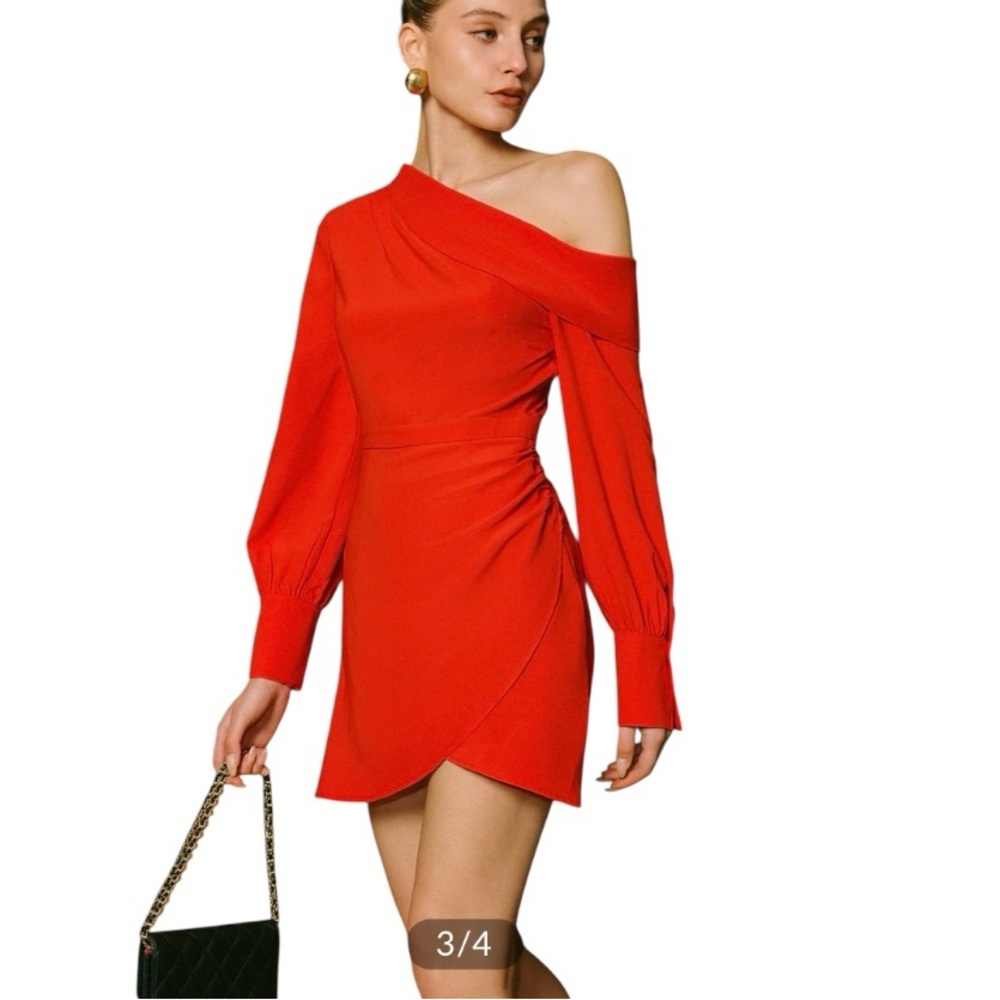 Commense Red One Shoulder Dress